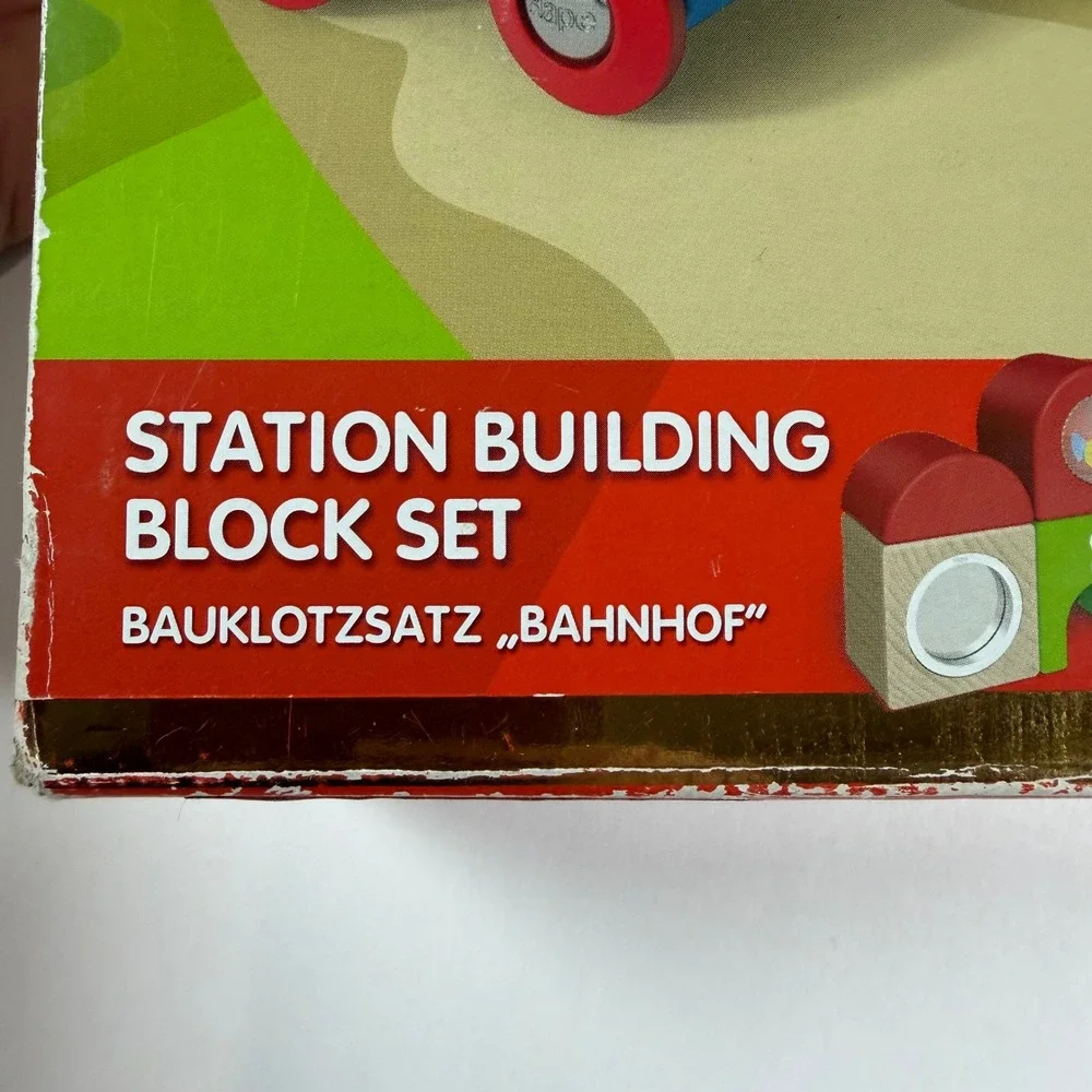 Hape Station Building Block Set Toddler Multicolor Used Wooden Sensory Toy‎
